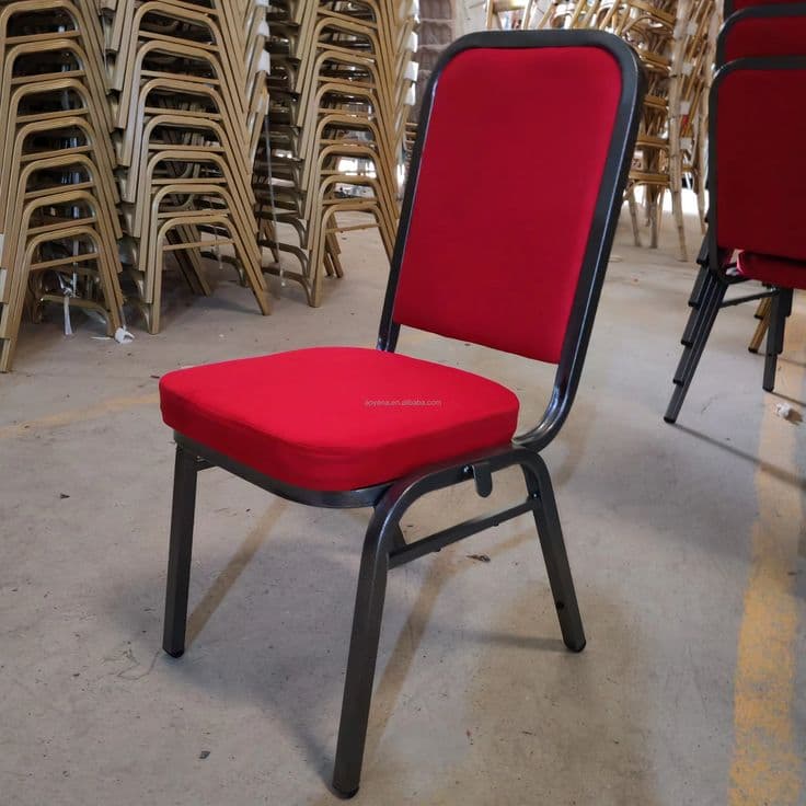 Red Upholstered Banquet Chair - Karachi Metal Art