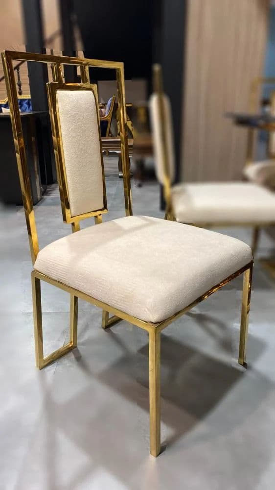 Beige Banquet Chair Pair - Karachi Metal Art