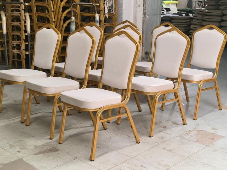 Cream Banquet Chair Row - Karachi Metal Art