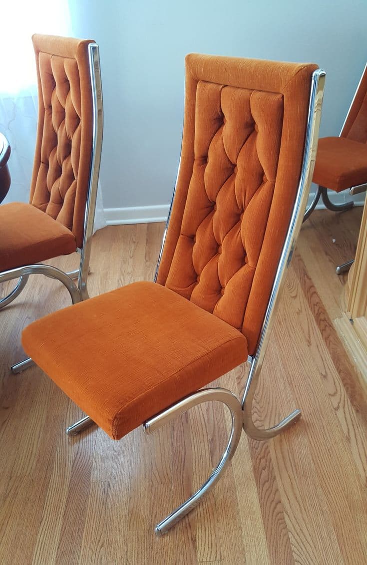 Orange Tufted Accent Chair - Karachi Metal Art