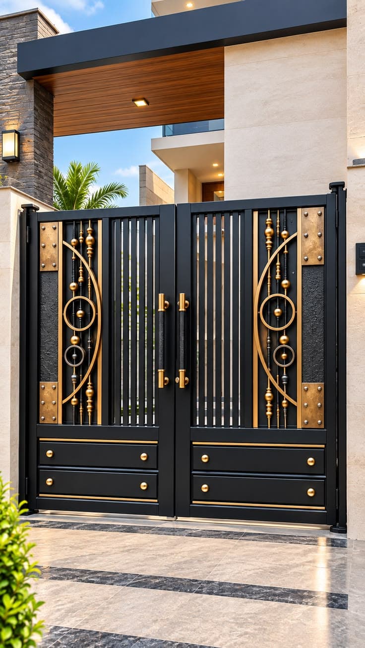 Black Vertical Security Gate - Karachi Metal Art