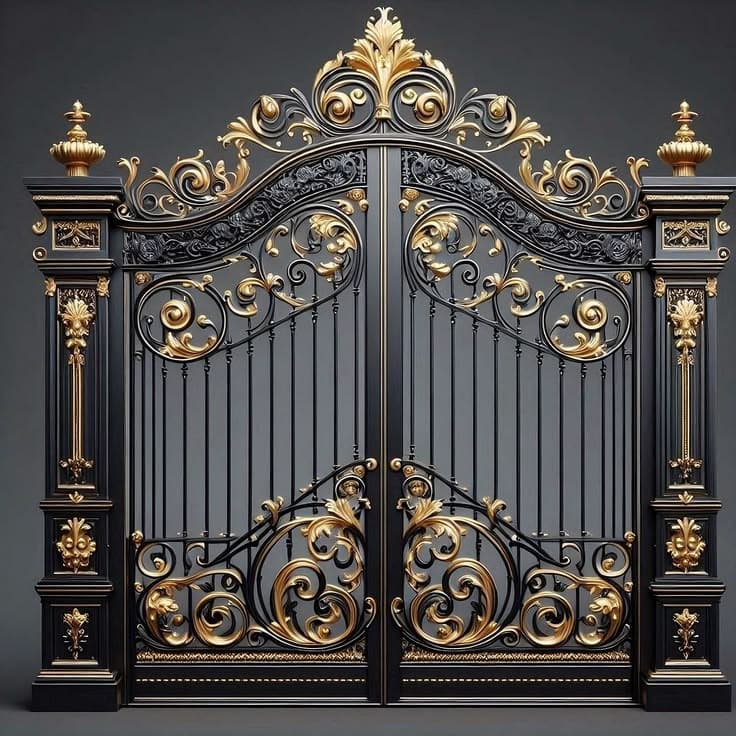 Royal Black & Gold Gate - Karachi Metal Art