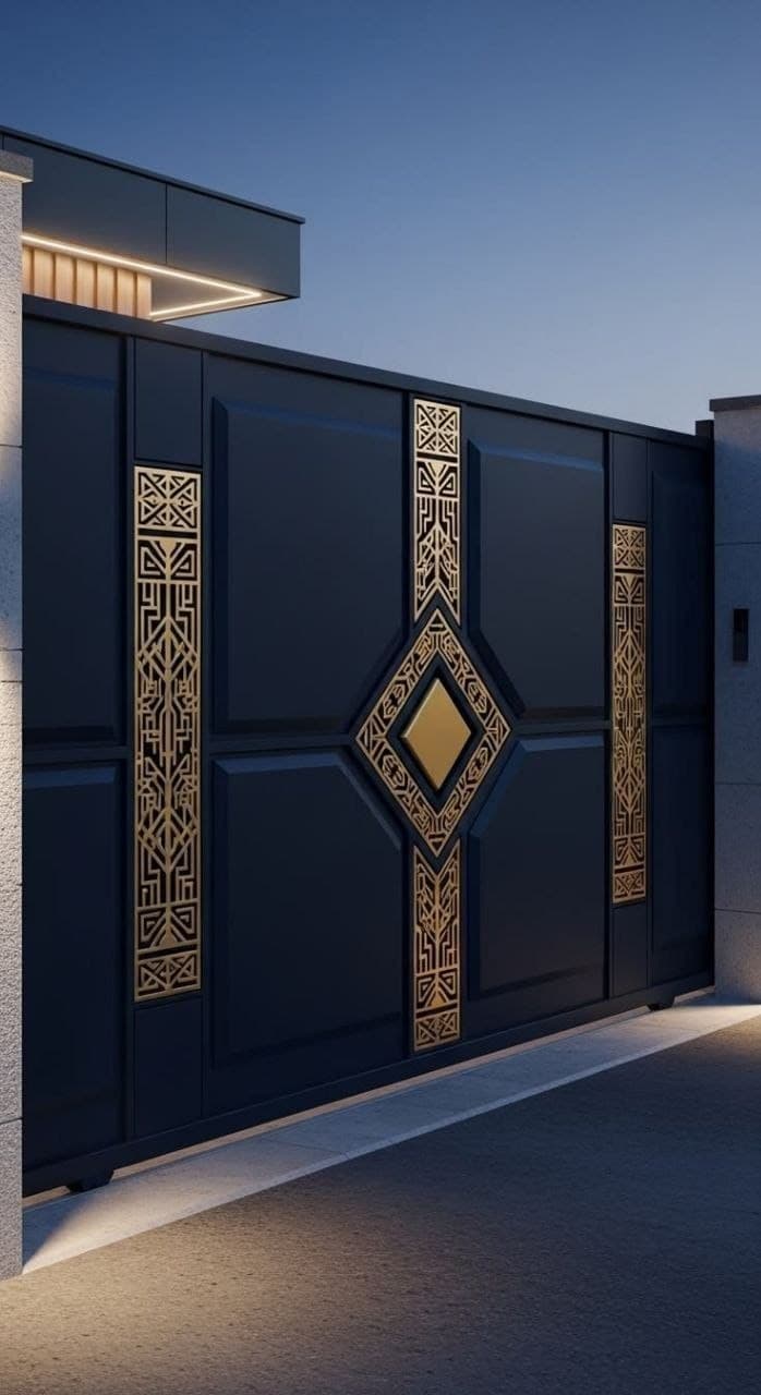 Gold Accent Panel Gate - Karachi Metal Art
