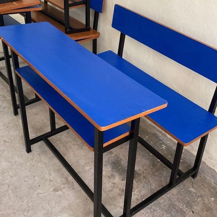 Blue Metal Student Desk - Karachi Metal Art