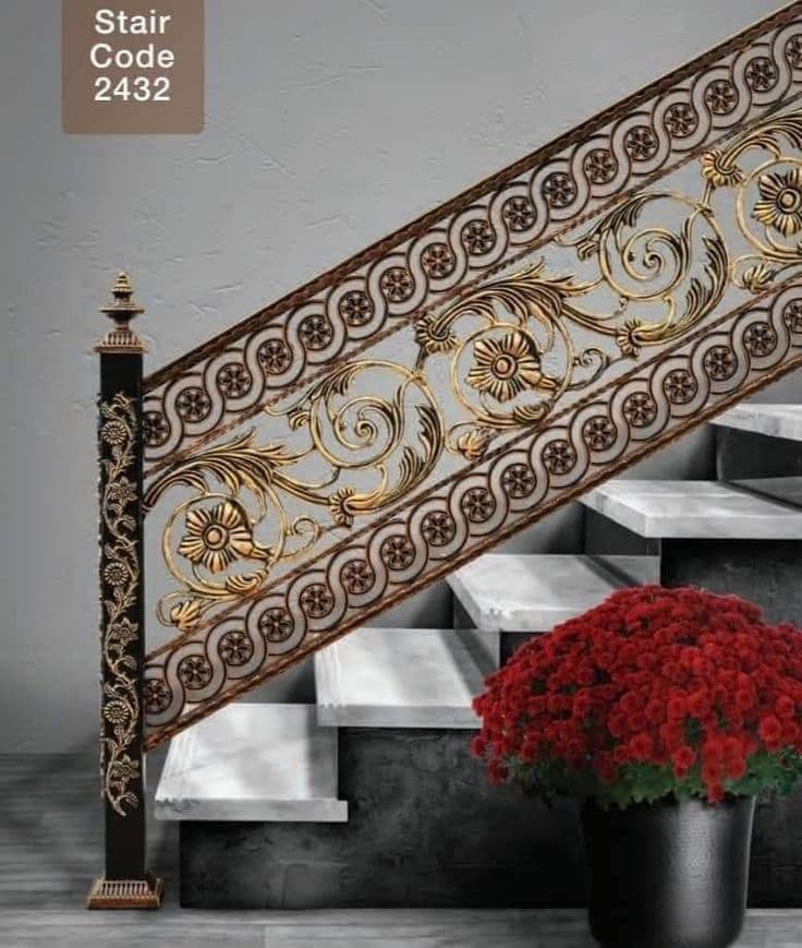 Decorative Landing Stair Railing - Karachi Metal Art