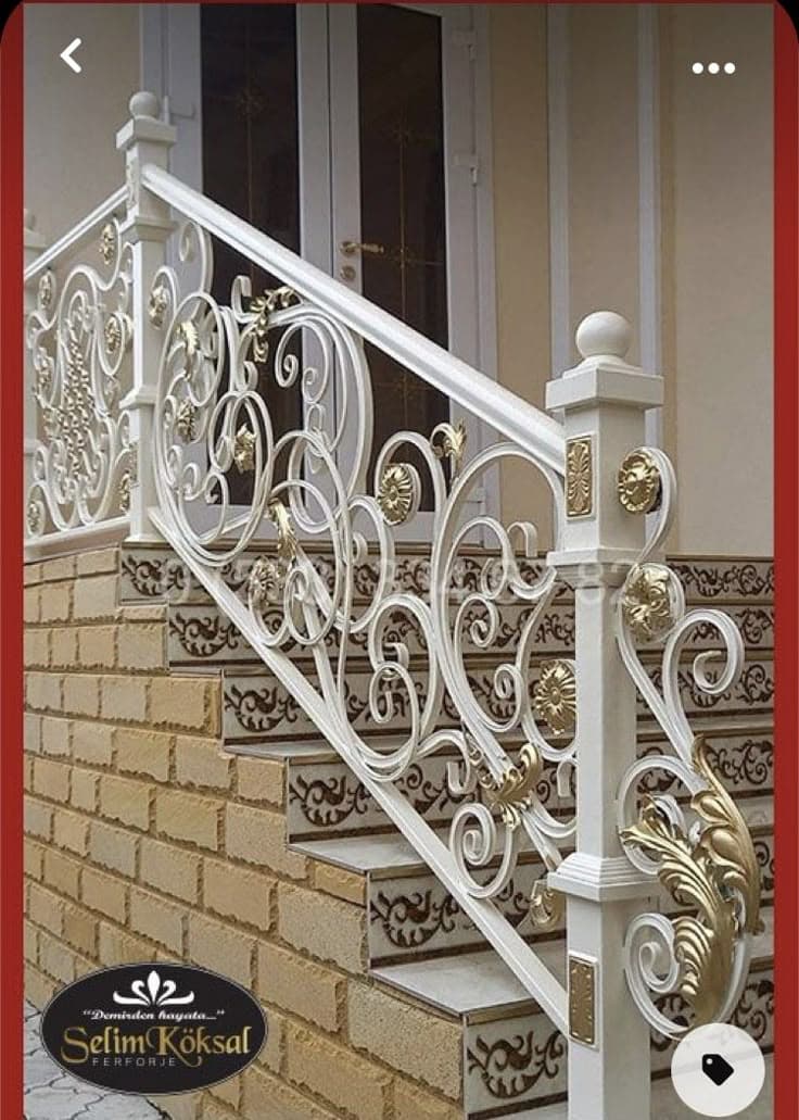 White Ornate Stair Railing - Karachi Metal Art