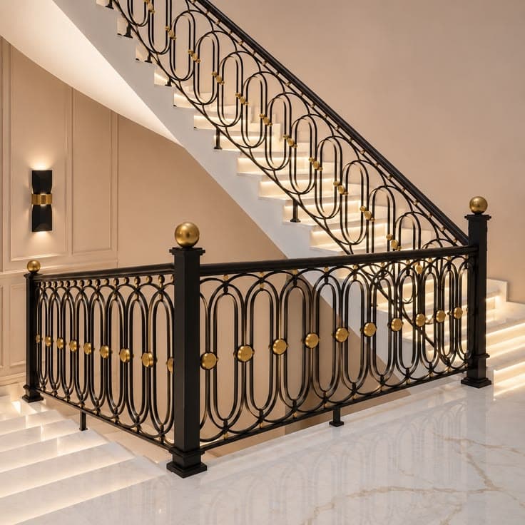 Balcony Style Stair Railing - Karachi Metal Art