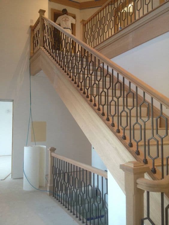 Wide Indoor Stair Railing - Karachi Metal Art
