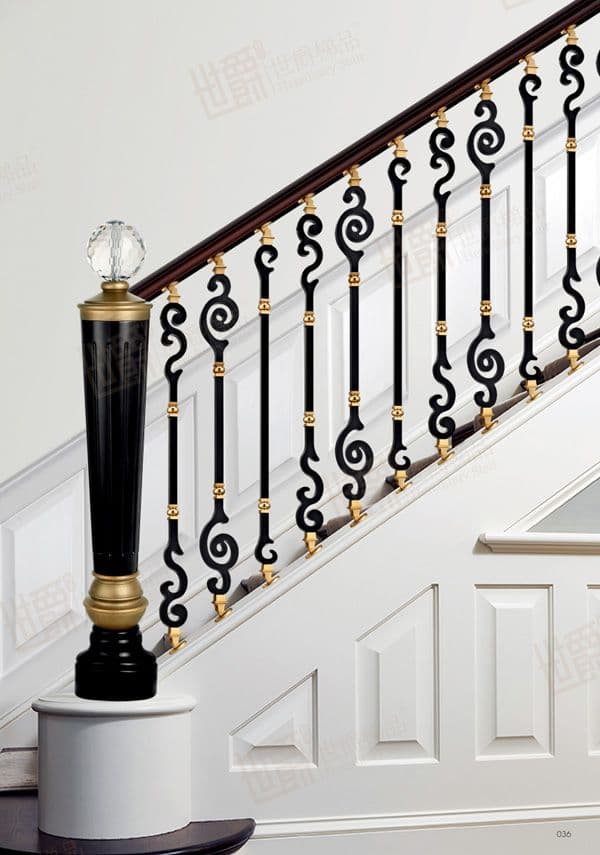 Black Vertical Bar Stair Railing - Karachi Metal Art