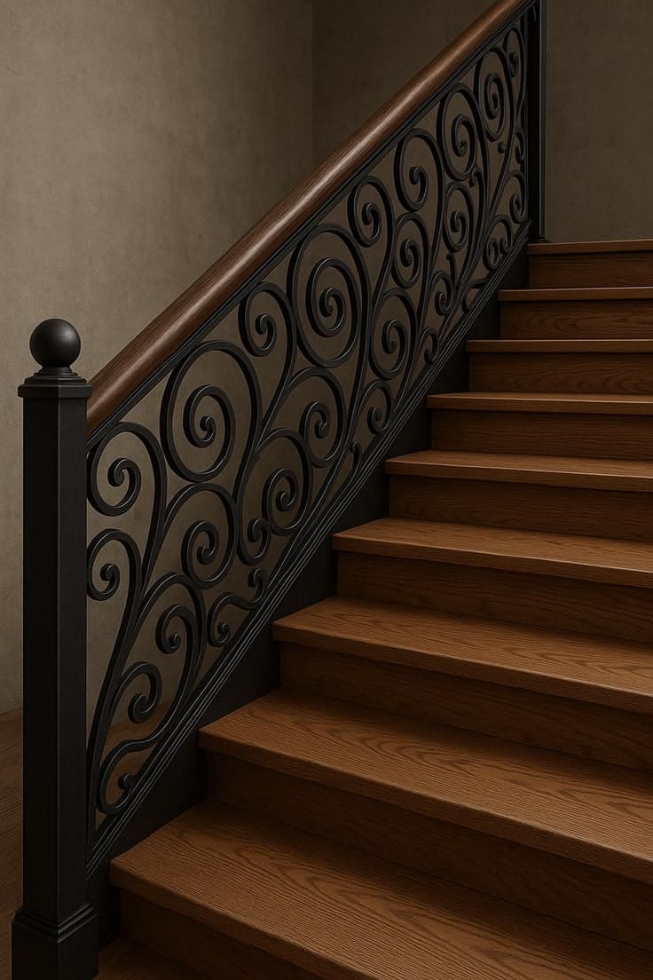 Traditional Wooden Stair Railing - Karachi Metal Art
