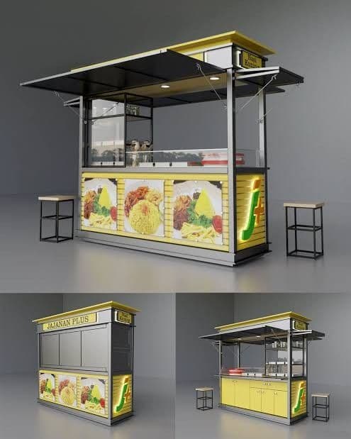 Yellow Food Cart Stall - Karachi Metal Art