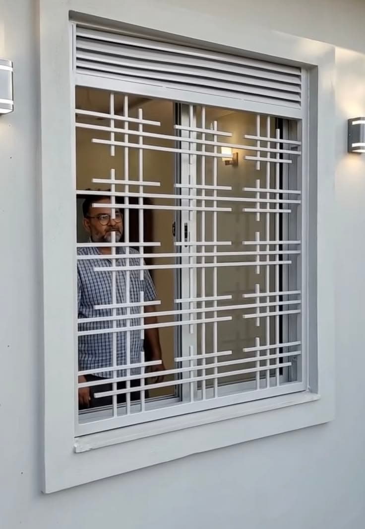 White Frame Window Grill - Karachi Metal Art